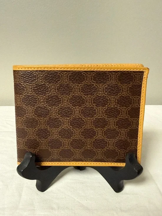 Celine Macadam Canvas Bifold Wallet Brown Vintage Italy - Picture 1 of 8